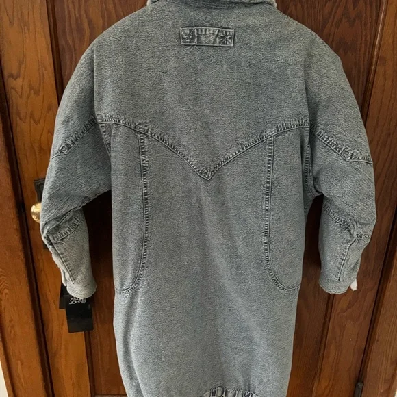 NWT Vintage Acid Wash Denim Jacket Fleece Lined Jean Anorak 80s Andy Johns - Picture 6 of 12